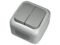 Вимикач VIKO Palmiye 2-клавішний зовнішній IP54 10А сірий