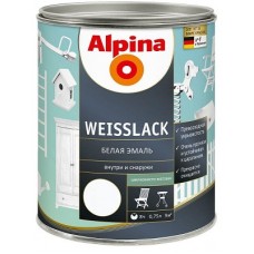 Alpina Weisslack Эмаль алкидная универсальная шелковисто-матовая белая (0,75 л)