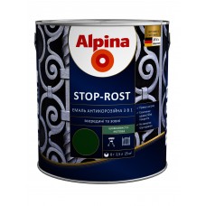 Alpina Stop-Rost Эмаль антикоррозийная 3 в 1 шелковисто-матовая лиственно-зеленый (2,5 л)