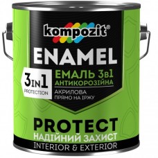 Kompozit PROTECT Эмаль антикоррозийная 3 в 1 черная (2,7 кг)