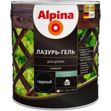Alpina Lasur-Gel Лазурь-гель для древесины шелковисто-матовая черная (2,5 л)