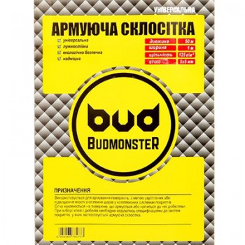 BudMonster LOGO Сетка штукатурная стекловолоконная 4x4 мм (1x50 м) 145 г/м2 (рул)